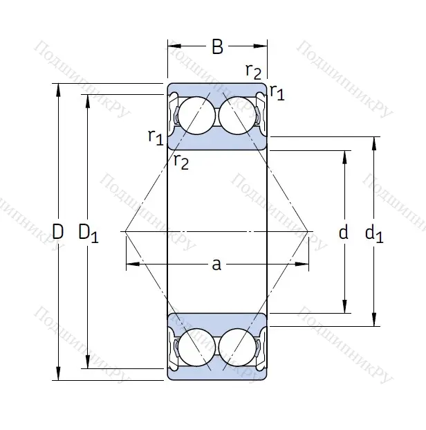 Двухрядный шариковый подшипник 3312 A 2Z/C 3 MT 33