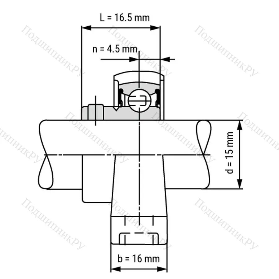 Подшипниковый узел SS KP 002 ST - Вал: 15 мм