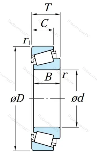 Конический роликовый подшипник 30309 DJR (31309) от производителя  KOYO