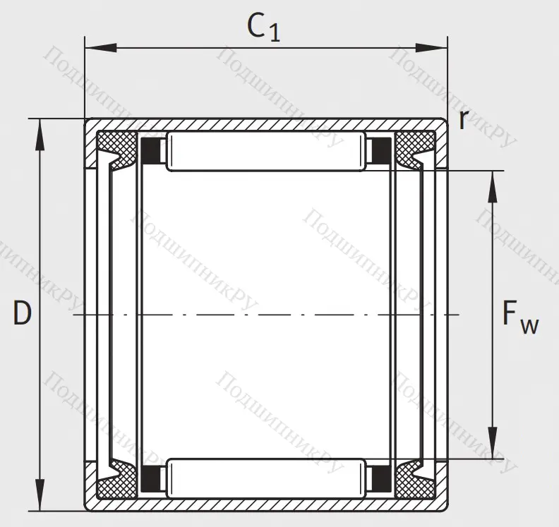 Игольчатый подшипник HK 2516 2RS L 271