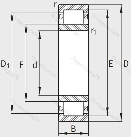 Роликовый цилиндрический подшипник NU 305 E XL TVP 2