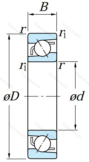 Однорядный шариковый подшипник 7203 B