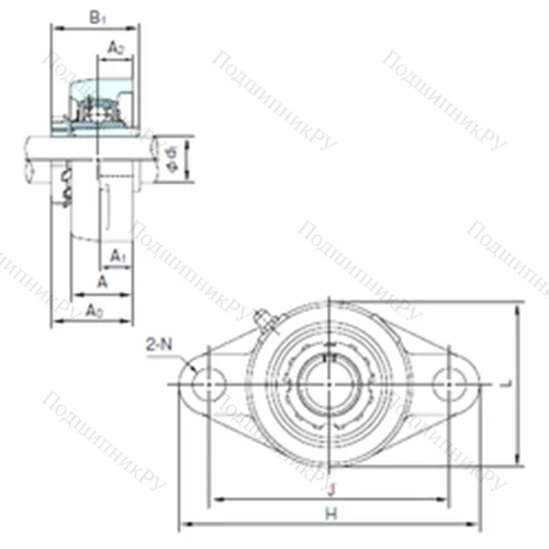 Подшипниковый узел шариковый радиальный UKFL 218+H 2318