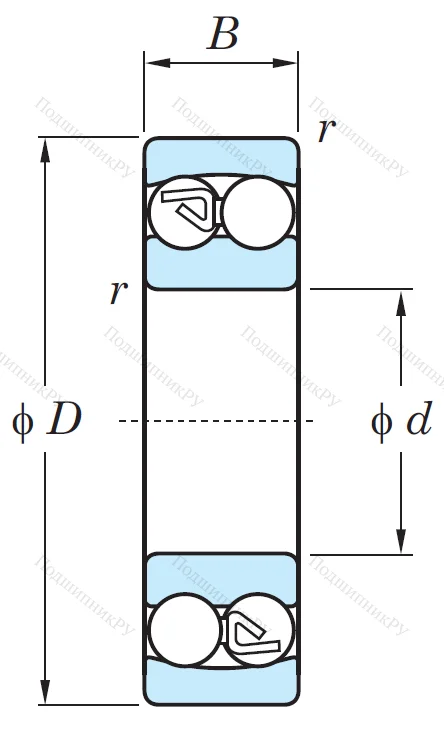 Двухрядный шариковый подшипник 1211