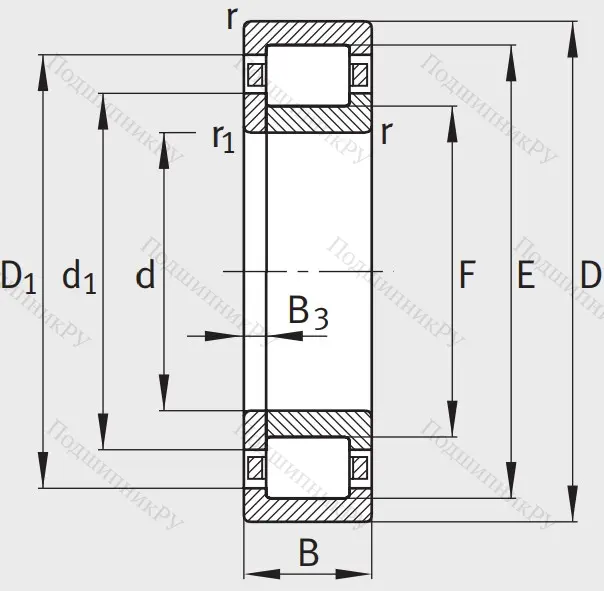 Роликовый цилиндрический подшипник NUP 2212 E XL TVP 2