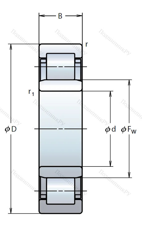 Роликовый цилиндрический подшипник NU 2205 ET
