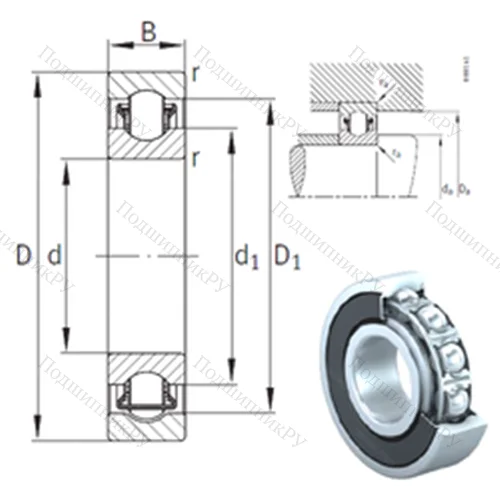 Подшипник с шариковыми роликами (ball roller) радиальный BXRE 08-2RSR