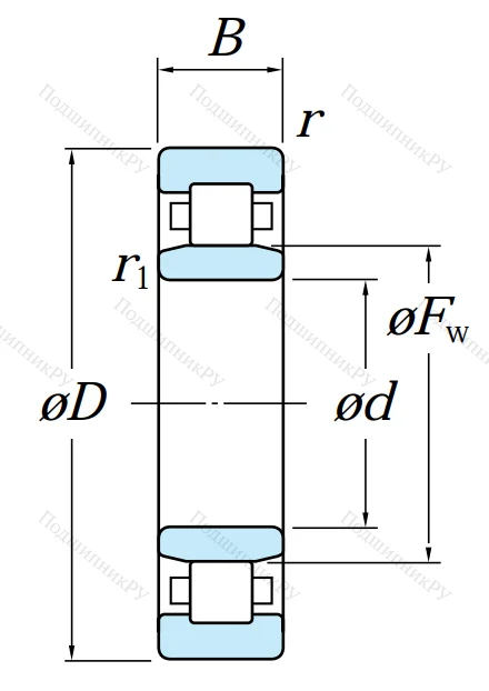 Роликовый цилиндрический подшипник NU 2309