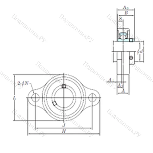 Подшипниковый узел шариковый радиальный USFL 004S 6