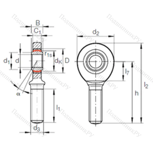 Подшипник скольжения сферический GAR 50 UK-2RS