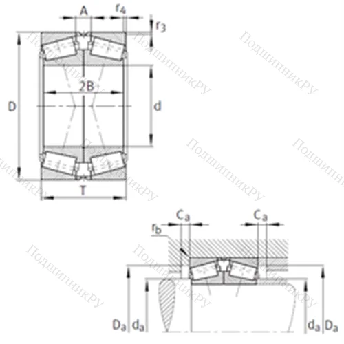 Подшипник роликовый радиально-упорный спаренный