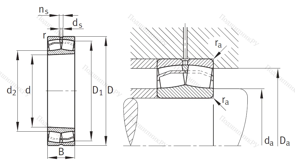 Сферический роликовый подшипник с конической посадкой на вал 22311 E 1 XL K