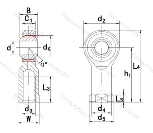 Шарнирная головка с внутренней левой резьбой GIKL 10 PW A в Улан-Удэ