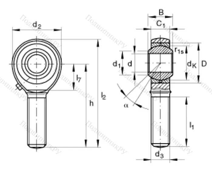 Шарнирная головка с наружной левой резьбой GAKL 20 PB
