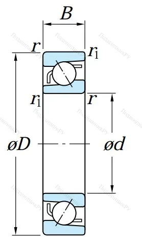 Однорядный шариковый подшипник 7204 B