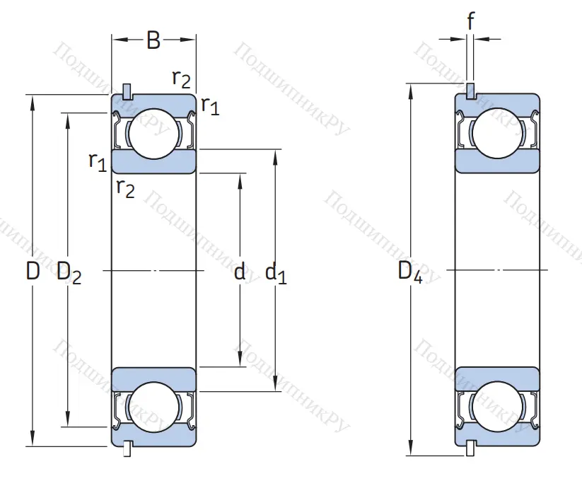 Однорядный шариковый подшипник 6212 DDU NR