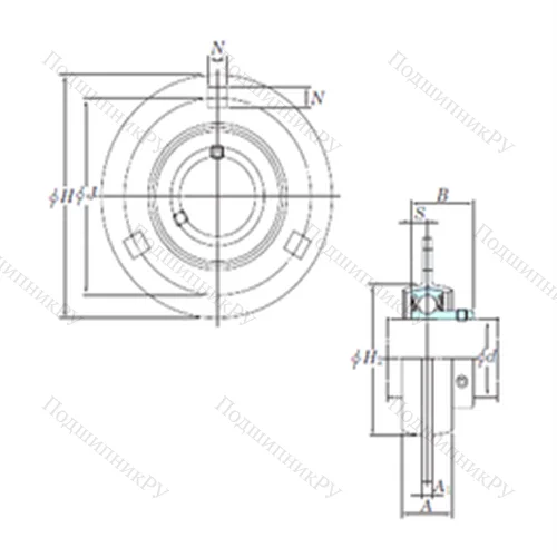 Подшипниковый узел шариковый радиальный SBPF 205