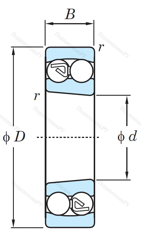 Двухрядный шариковый подшипник 1211 K