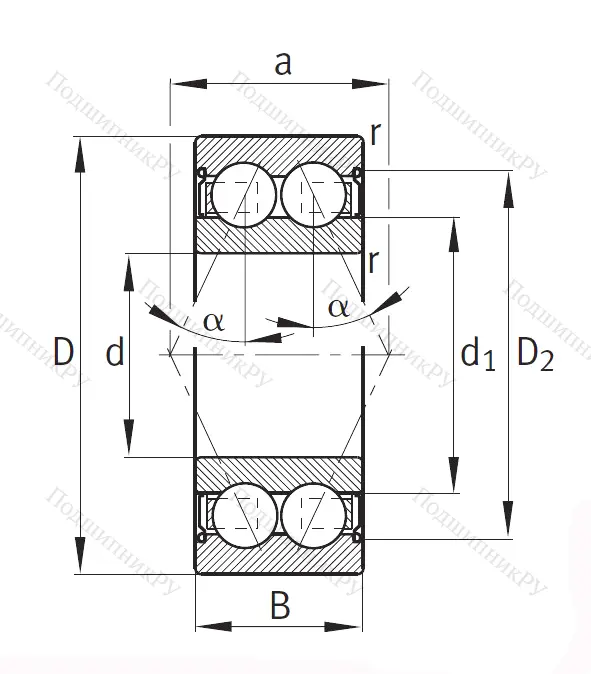 Двухрядный шариковый подшипник 3803 2Z