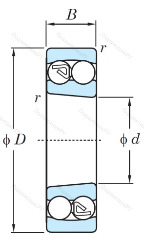 Двухрядный шариковый подшипник 1210 K от производителя  KOYO