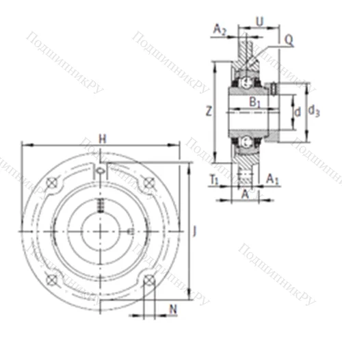 Подшипниковый узел шариковый радиальный TFE 60