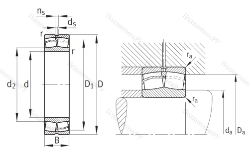 Сферический роликовый подшипник 22220 E 1 от производителя  FAG