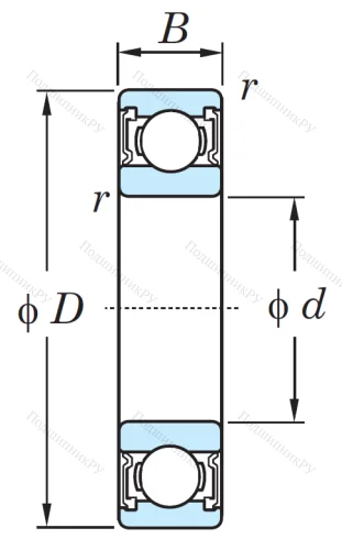 Однорядный шариковый подшипник 6306 2RS CM от производителя  KOYO