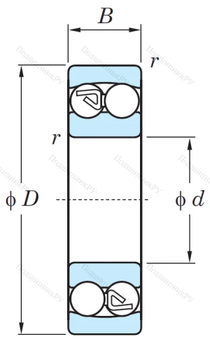 Двухрядный шариковый подшипник 2303 от производителя  KOYO