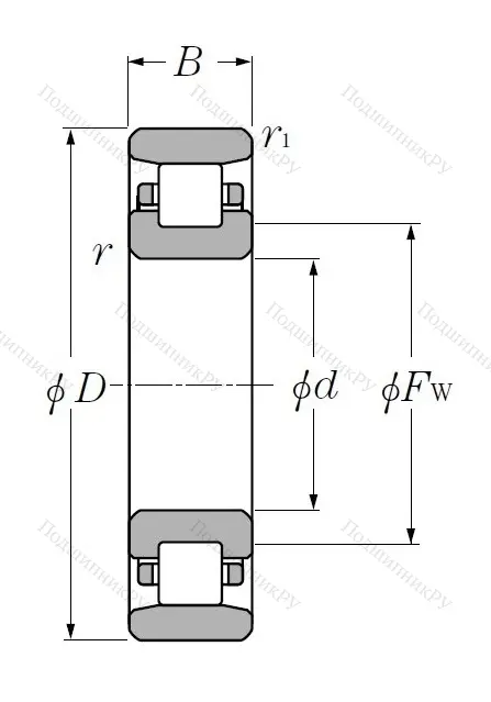 Роликовый цилиндрический подшипник N 219