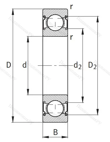 Однорядный шариковый подшипник 16006 A 2Z