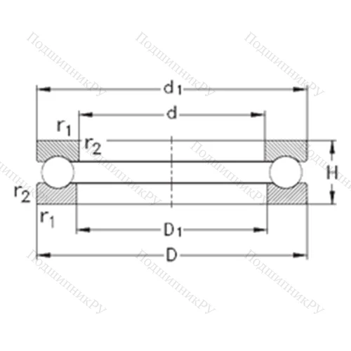 Подшипник шариковый упорный 51168-MP