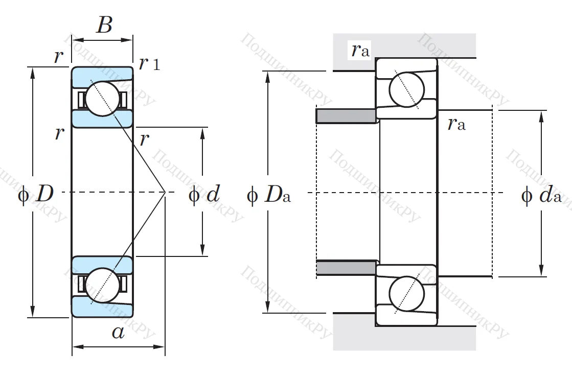 Однорядный шариковый подшипник 7203 BG