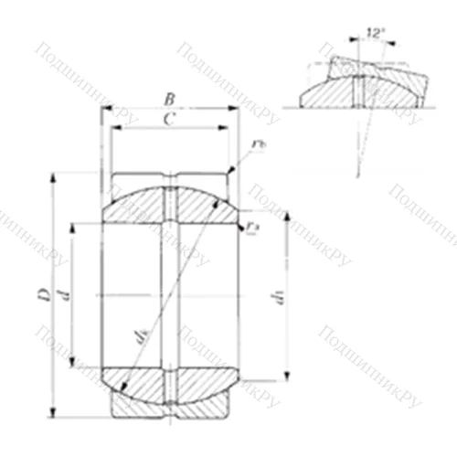 Подшипник скольжения сферический SBB 12