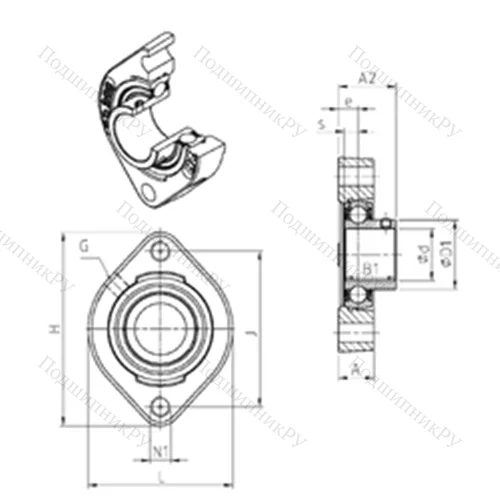 Подшипниковый узел шариковый радиальный USFD 202M 100