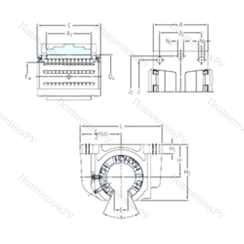 Подшипник шариковый линейный LUCF 25-2LS