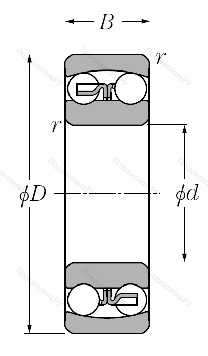 Двухрядный шариковый подшипник 1216 S