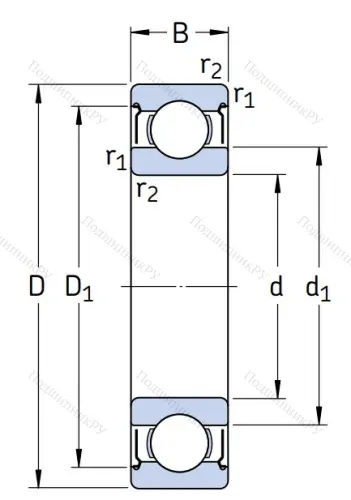 Однорядный шариковый подшипник W 6000 2Z в Улан-Удэ