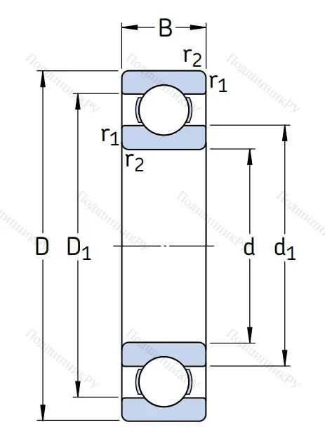 Однорядный шариковый подшипник 6052 M