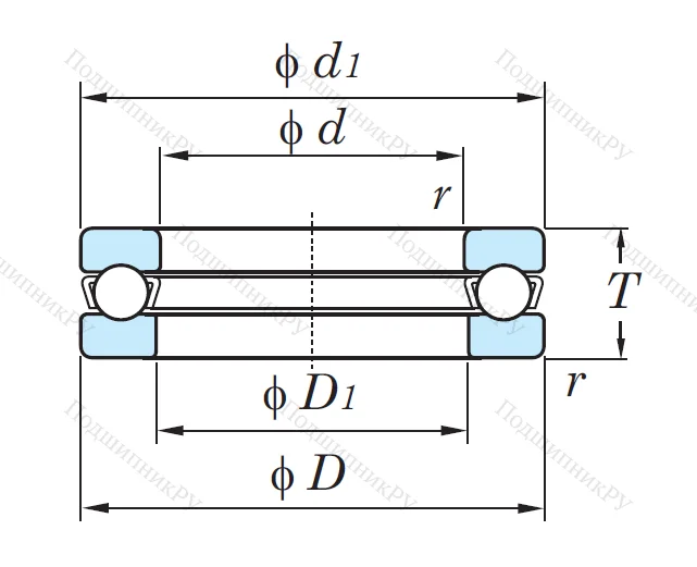 Упорный шариковый подшипник 51206 MG