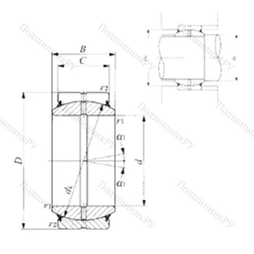 Подшипник скольжения сферический GE 15ES-2RS