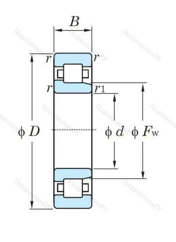 Роликовый цилиндрический подшипник NJ 2207 от производителя  KOYO