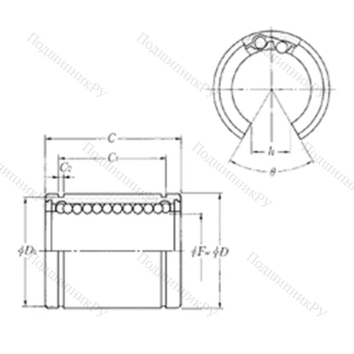 Подшипник шариковый линейный KLM 20P