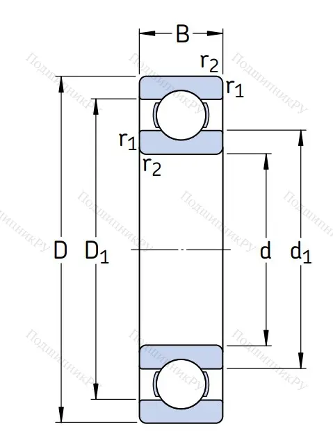 Однорядный шариковый подшипник 16024