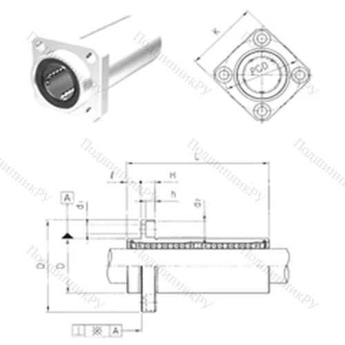 Подшипник шариковый линейный LMKP 40LUU