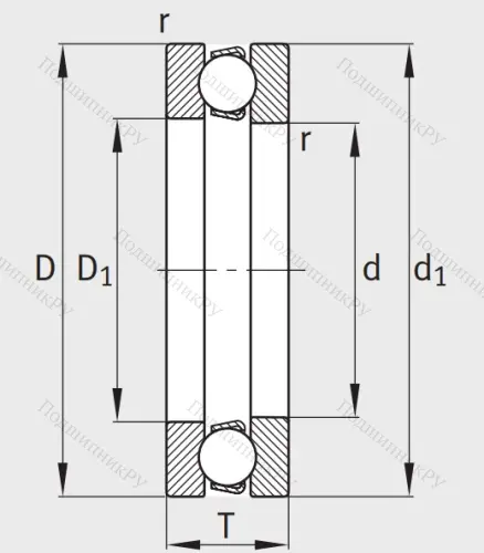 Упорный шариковый подшипник 8208 Н (51208) в Улан-Удэ