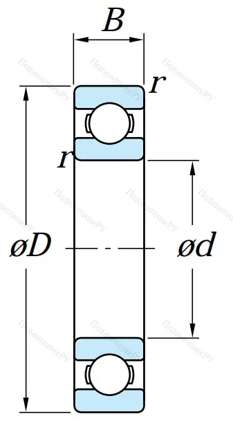 Однорядный шариковый подшипник 6322
