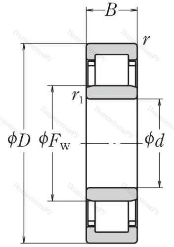 Роликовый цилиндрический подшипник NU 313 ET от производителя  NSK