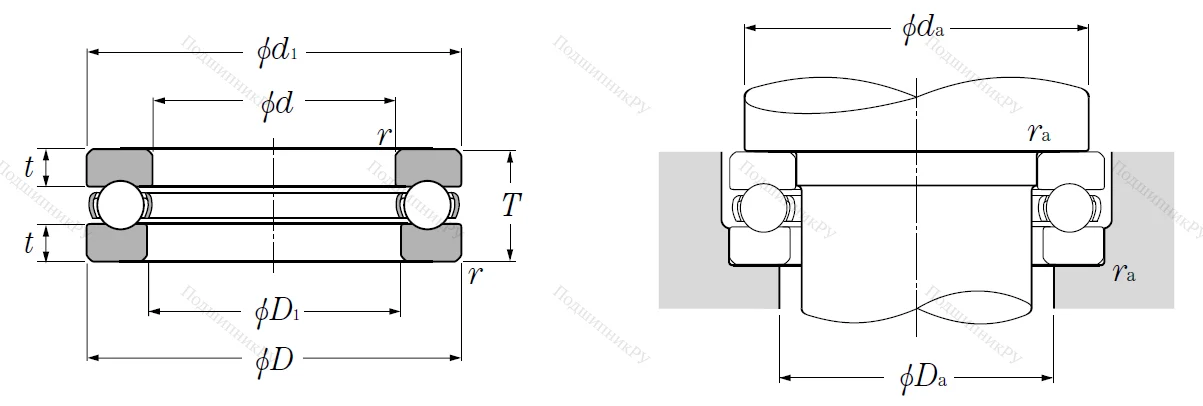 Упорный шариковый подшипник 51412