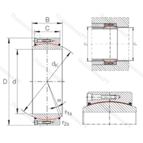 Подшипник скольжения сферический GE 380 DW-2RS 2