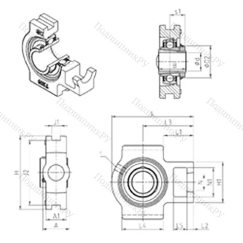 Подшипниковый узел шариковый радиальный UKT 326H